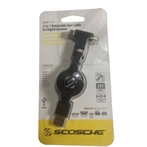 Scosche Sleeksync 3-in-1 Retractable Cable for Digital Cameras & Go Pros